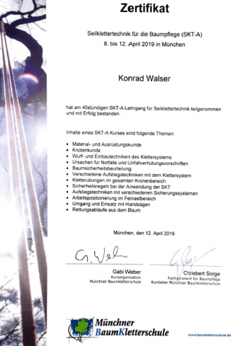 Zertifikat SKT-A Walser